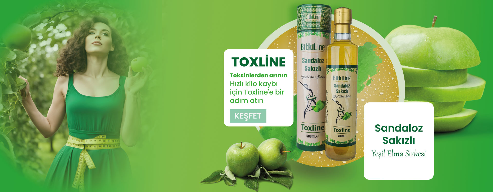 Toxline Sandaloz Sakızlı Yeşil Elma Detox Sirke